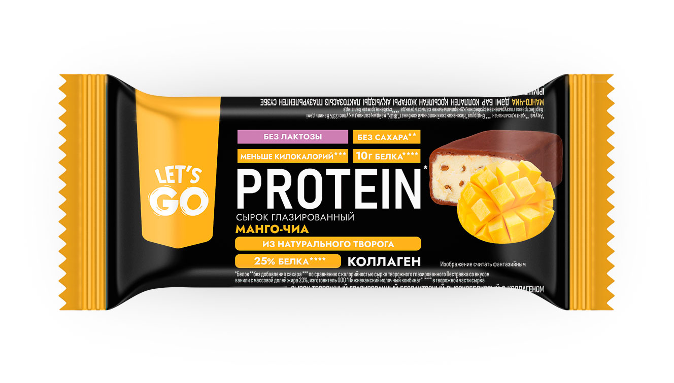Изображение товара Сырок Let's Go Манго-Чиа без лактозы, 40 г