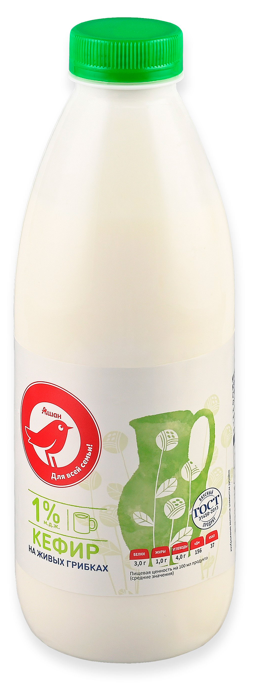 

Кефир АШАН Красная птица 1% БЗМЖ, 900 мл