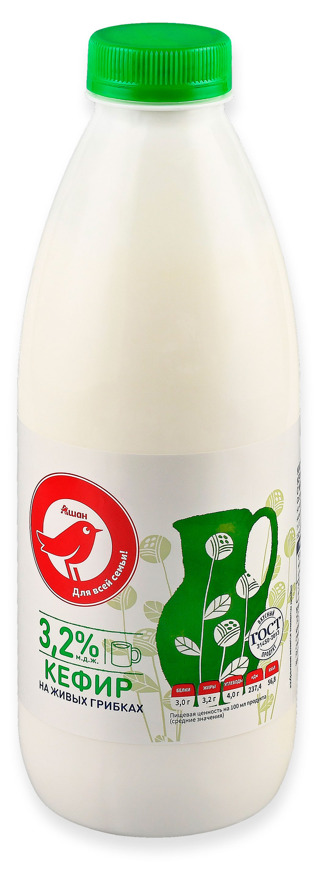 

Кефир АШАН Красная птица 3,2% БЗМЖ, 900 мл