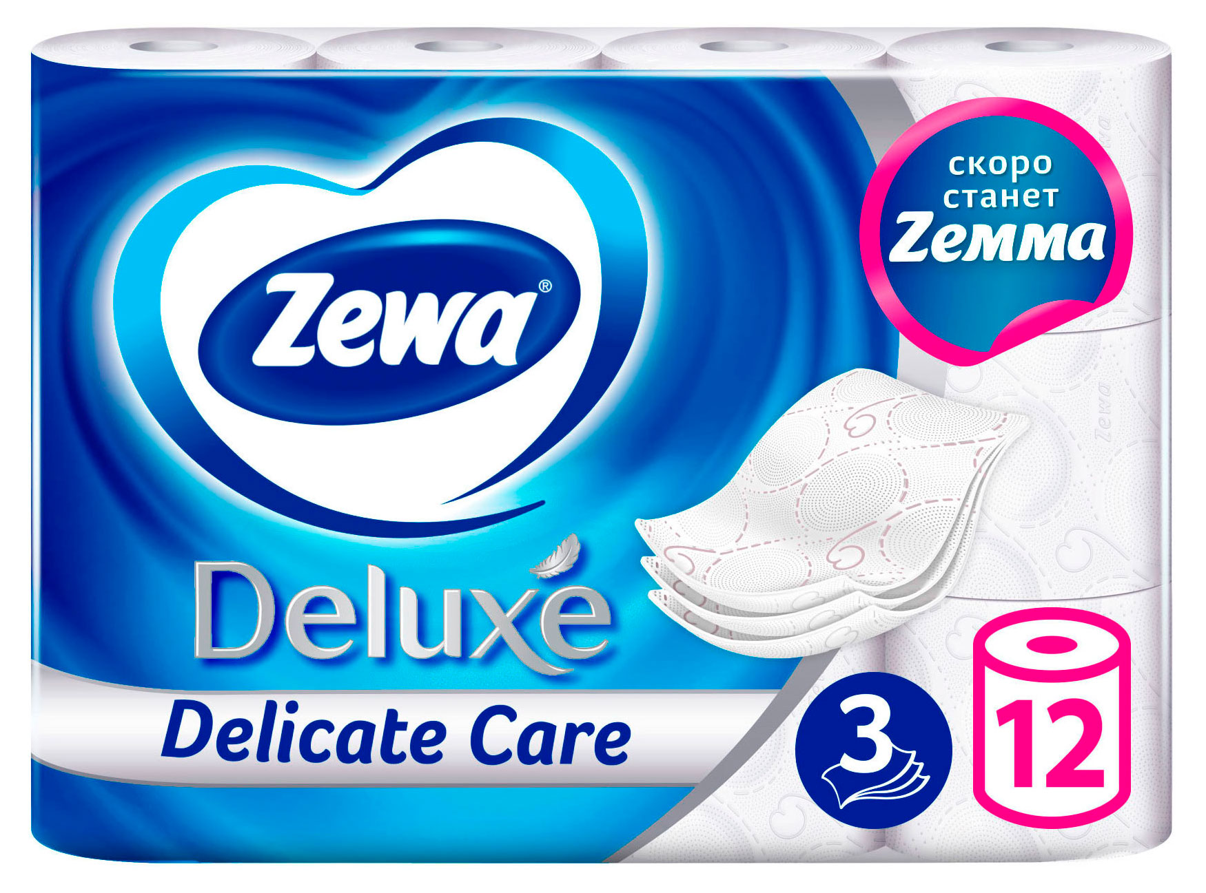 

Туалетная бумага Zewa Deluxe Без аромата 3 слоя, 12 рулонов