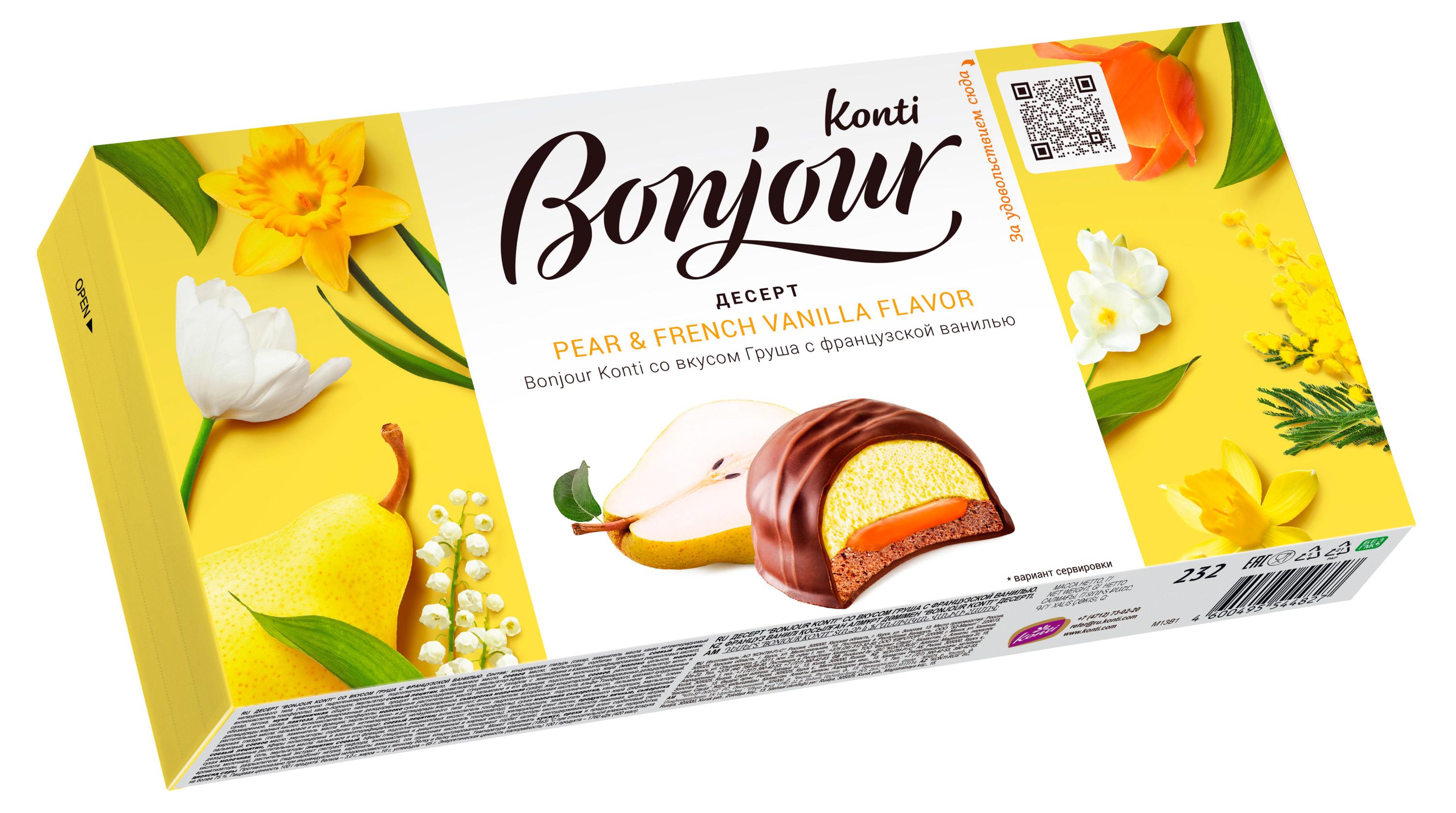 

Десерт Konti Bonjour со вкусом груши и французской ванилью, 232 г