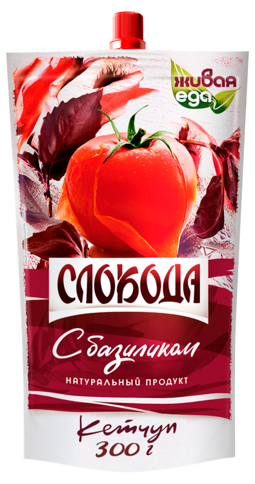 Изображение товара Кетчуп Слобода с базиликом 320 г натуральный соус для мяса и блюд