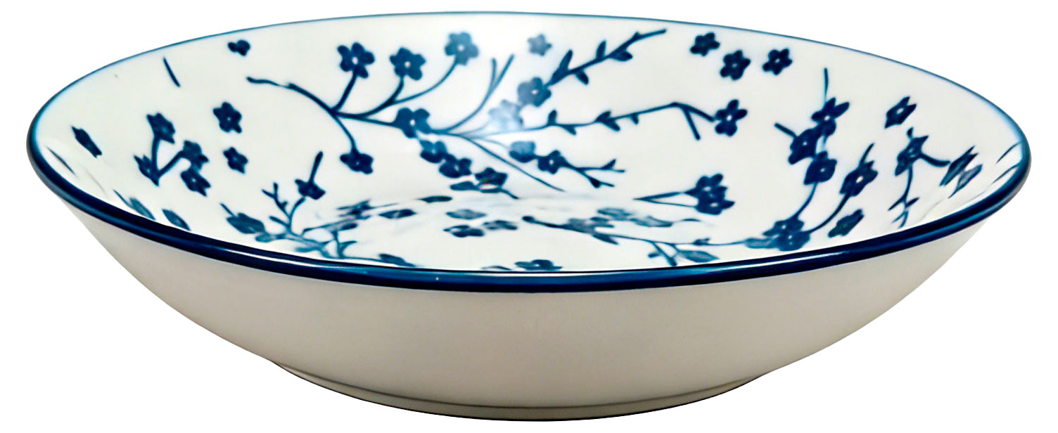 Изображение товара Тарелка суповая с синими цветами 20 см фарфор сервировка стола