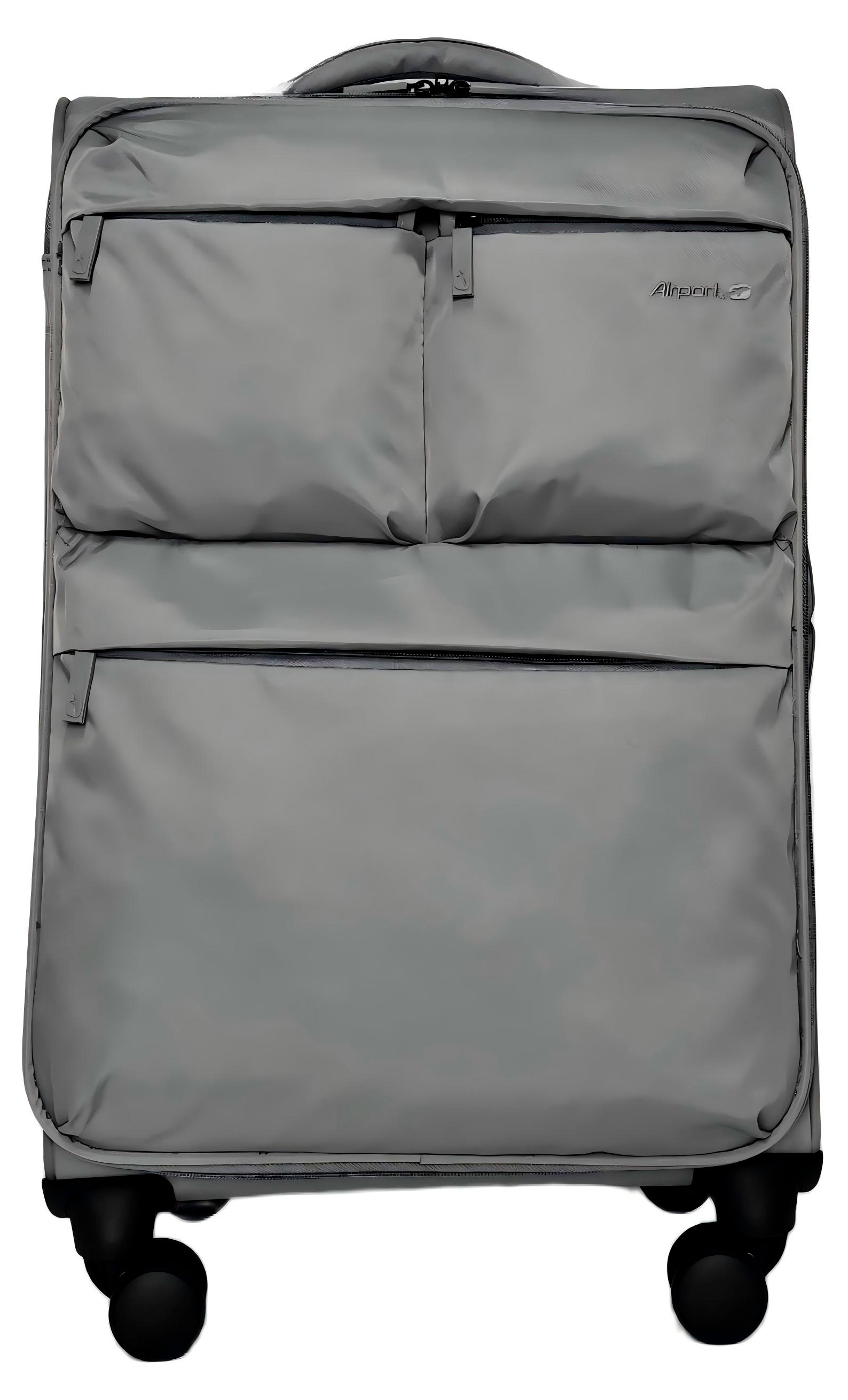Изображение товара Чемодан мягкий Airport 8 колес серый, размер M