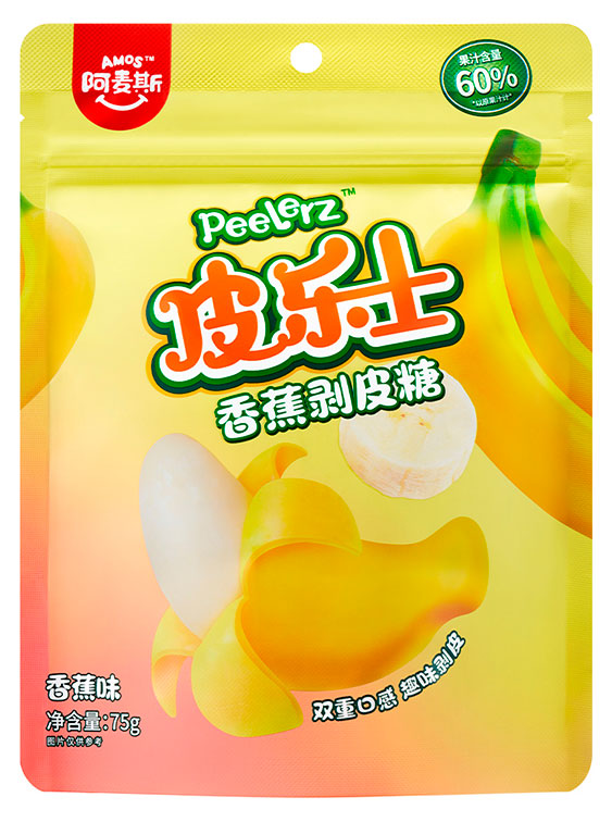 

Конфеты жевательные Amos с соком банана Китай, 75 г