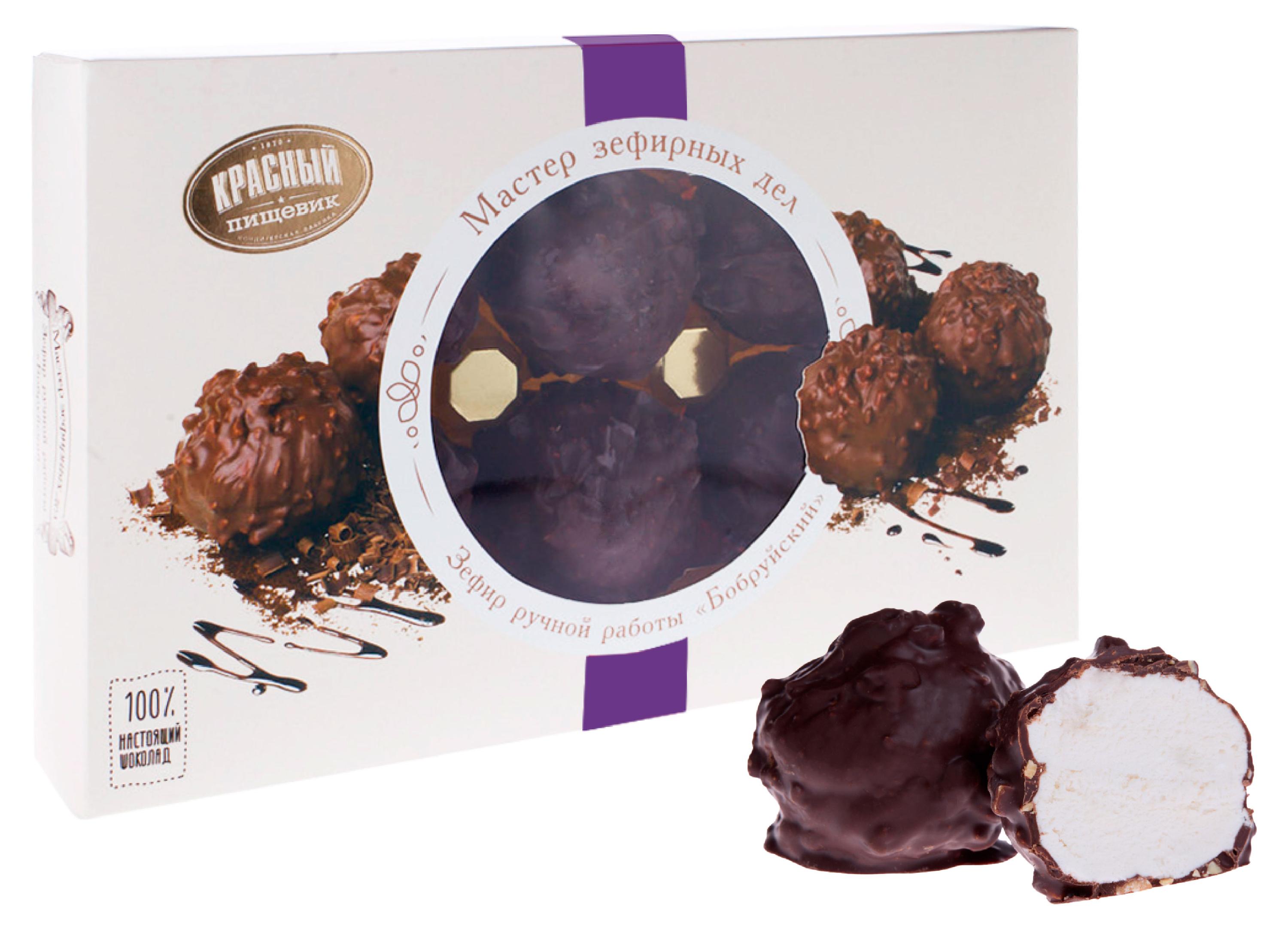 

Зефир Красный пищевик Бобруйский Мастер зефирных дел в шоколаде с обжаренным дробленым арахисом Беларусь, 330 г