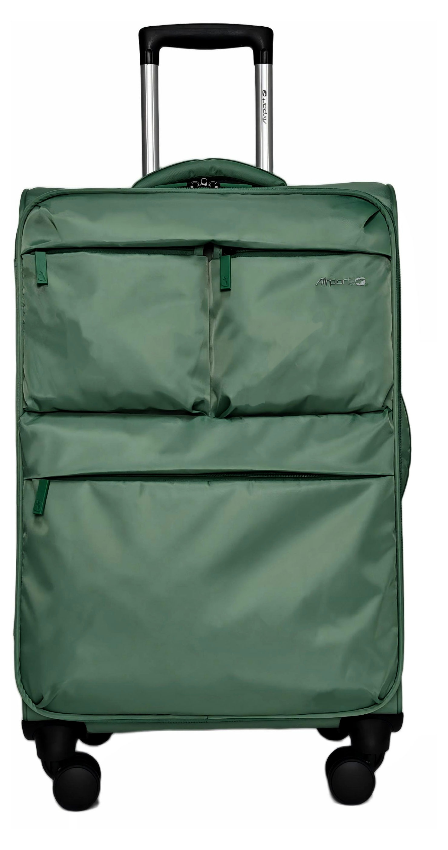 Изображение товара Чемодан мягкий Airport 8 колес зеленый, размер M
