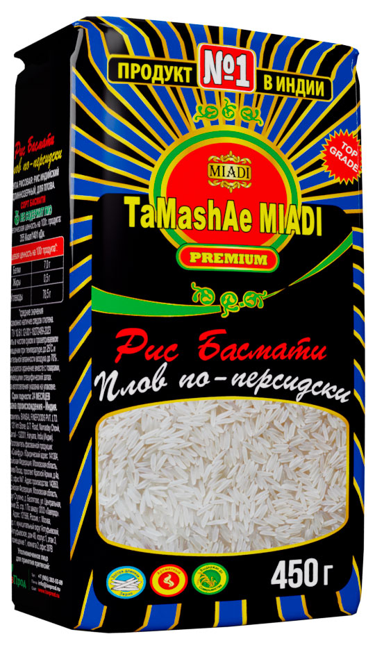 

Рис басмати TaMashAe MIADI PREMIUM плов по-персидски, 450 г