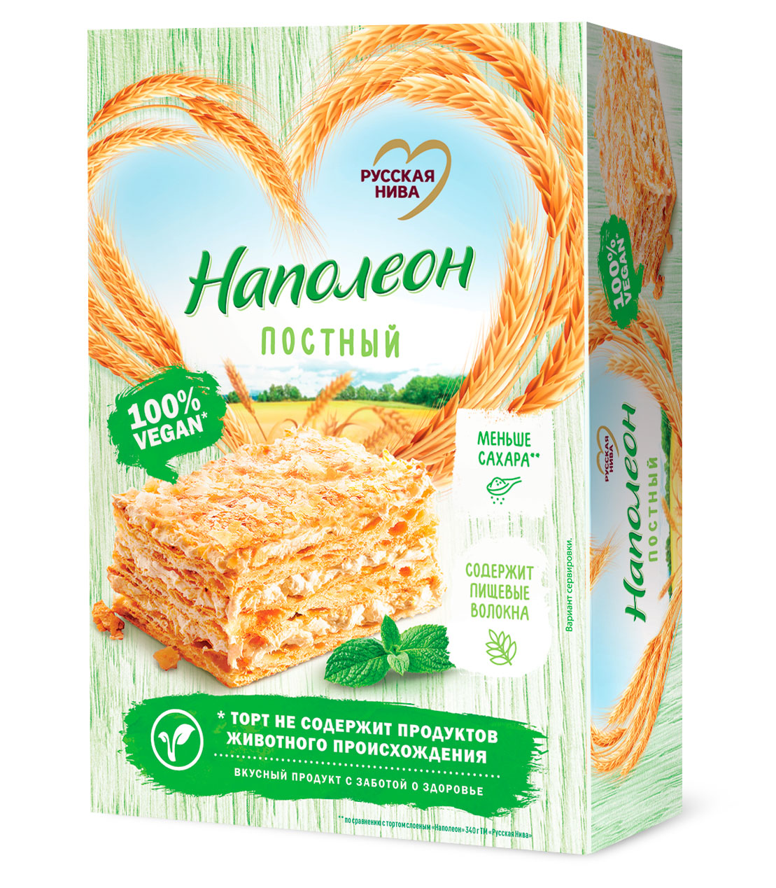 

Торт Русская Нива Наполеон слоеный постный vegan, 340 г