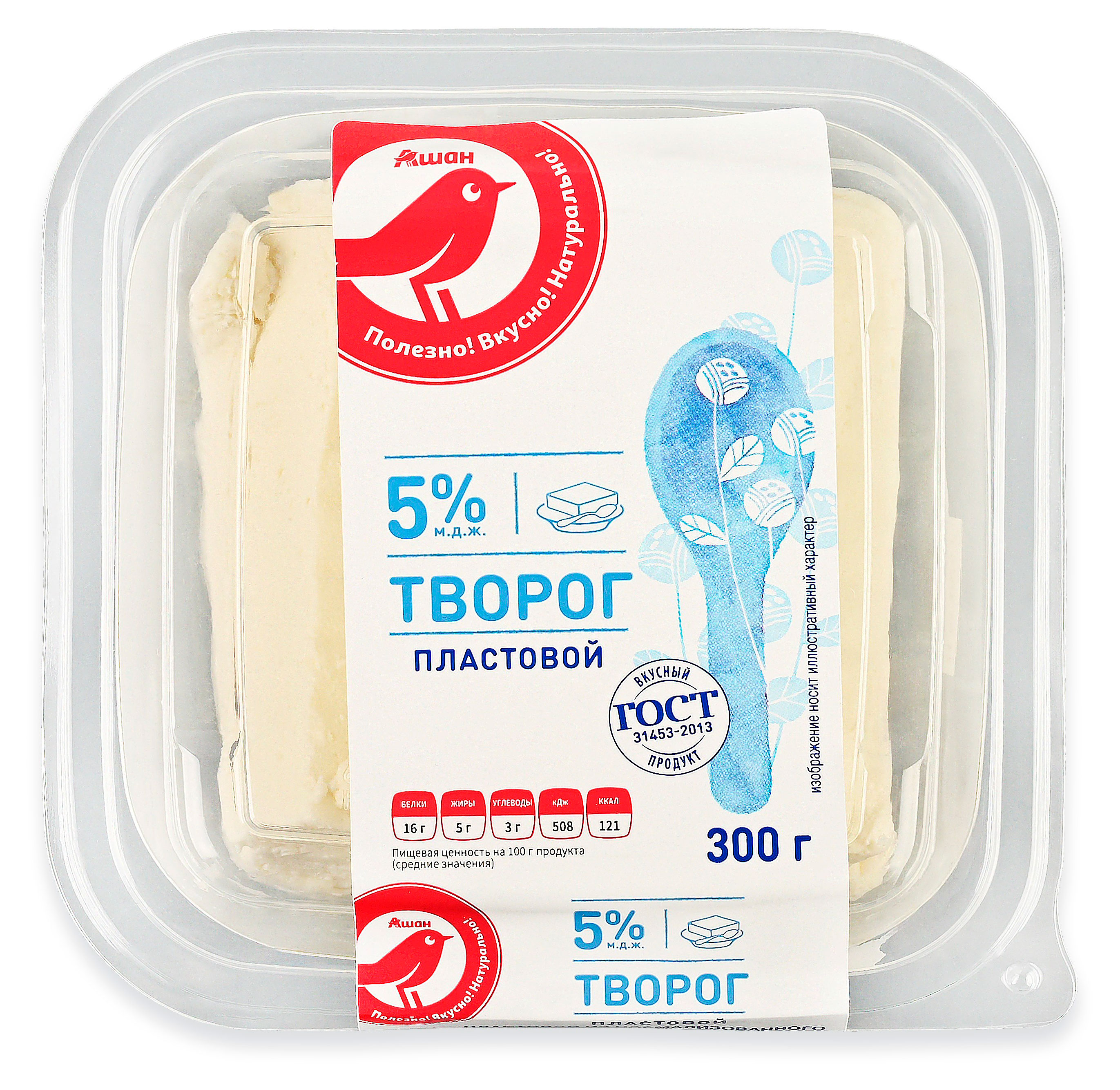 

Творог АШАН Красная птица 5% БЗМЖ, 300 г