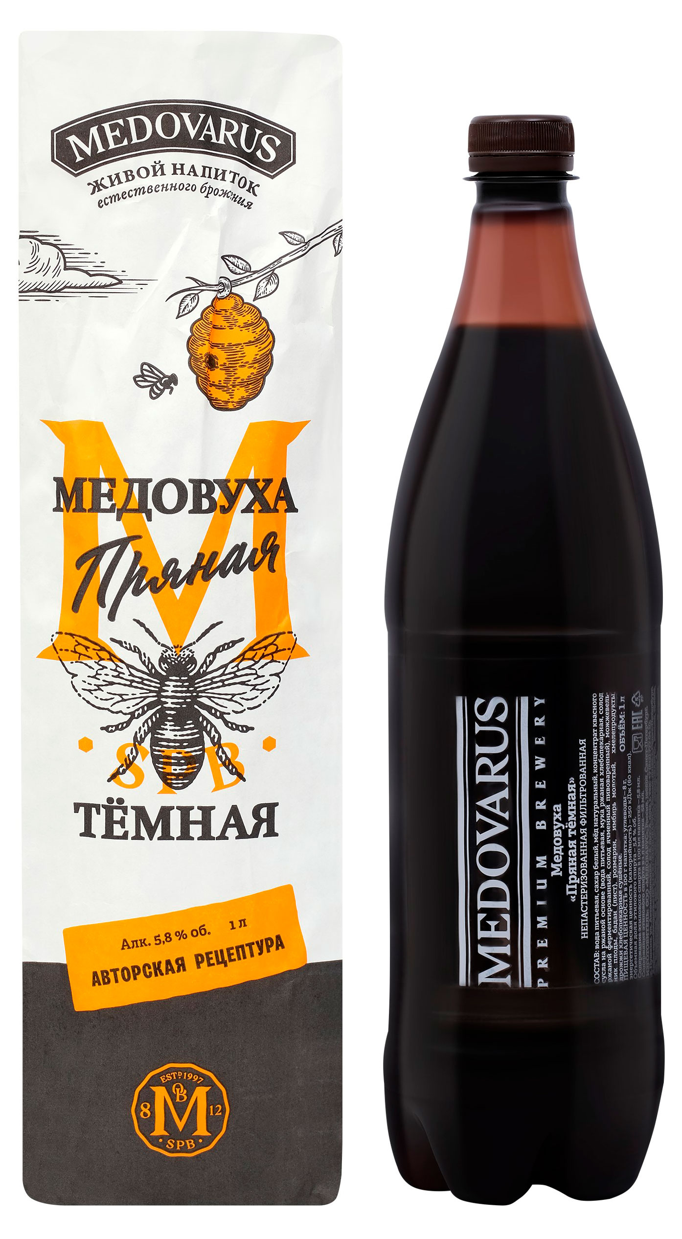 

Медовуха Medovarus Пряная темная, 1 л