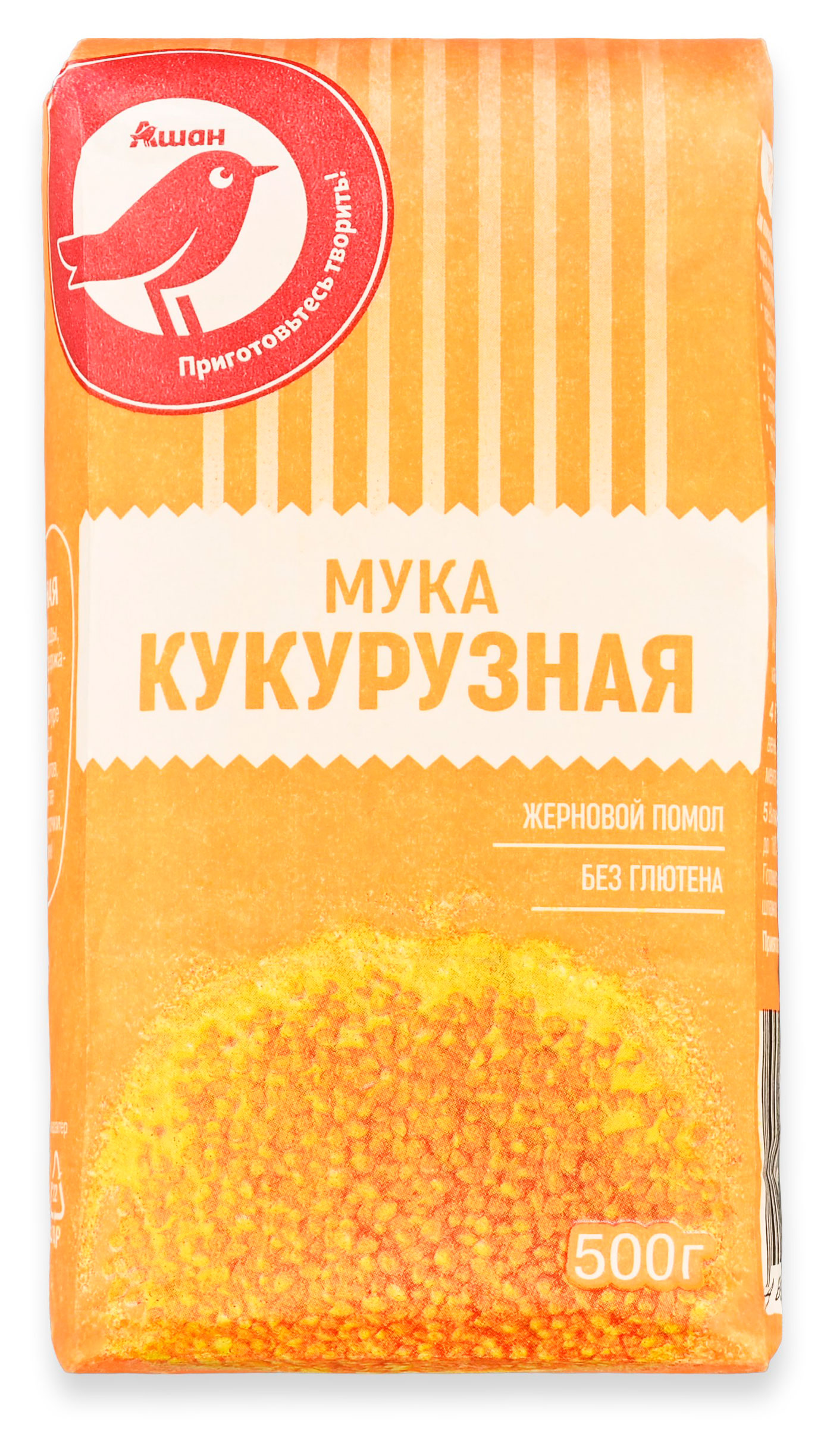 Изображение товара Мука кукурузная АШАН Красная птица 500 г без глютена для выпечки