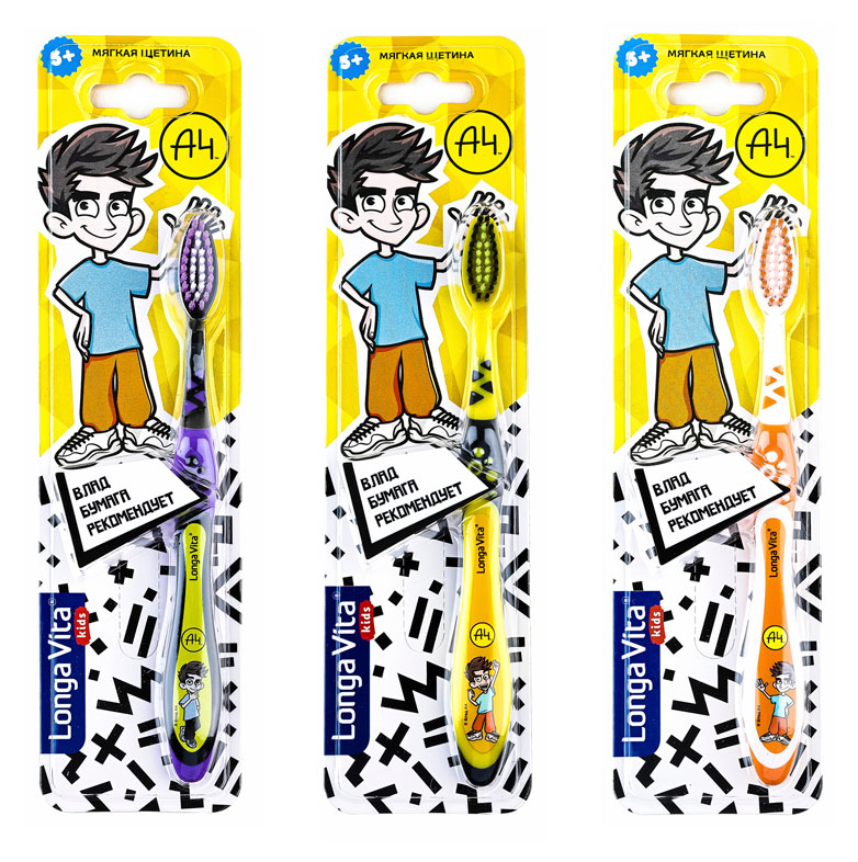 Изображение товара Зубная щетка Longa Vita Влад А4 мягкая 5+, 1 шт в ассортименте