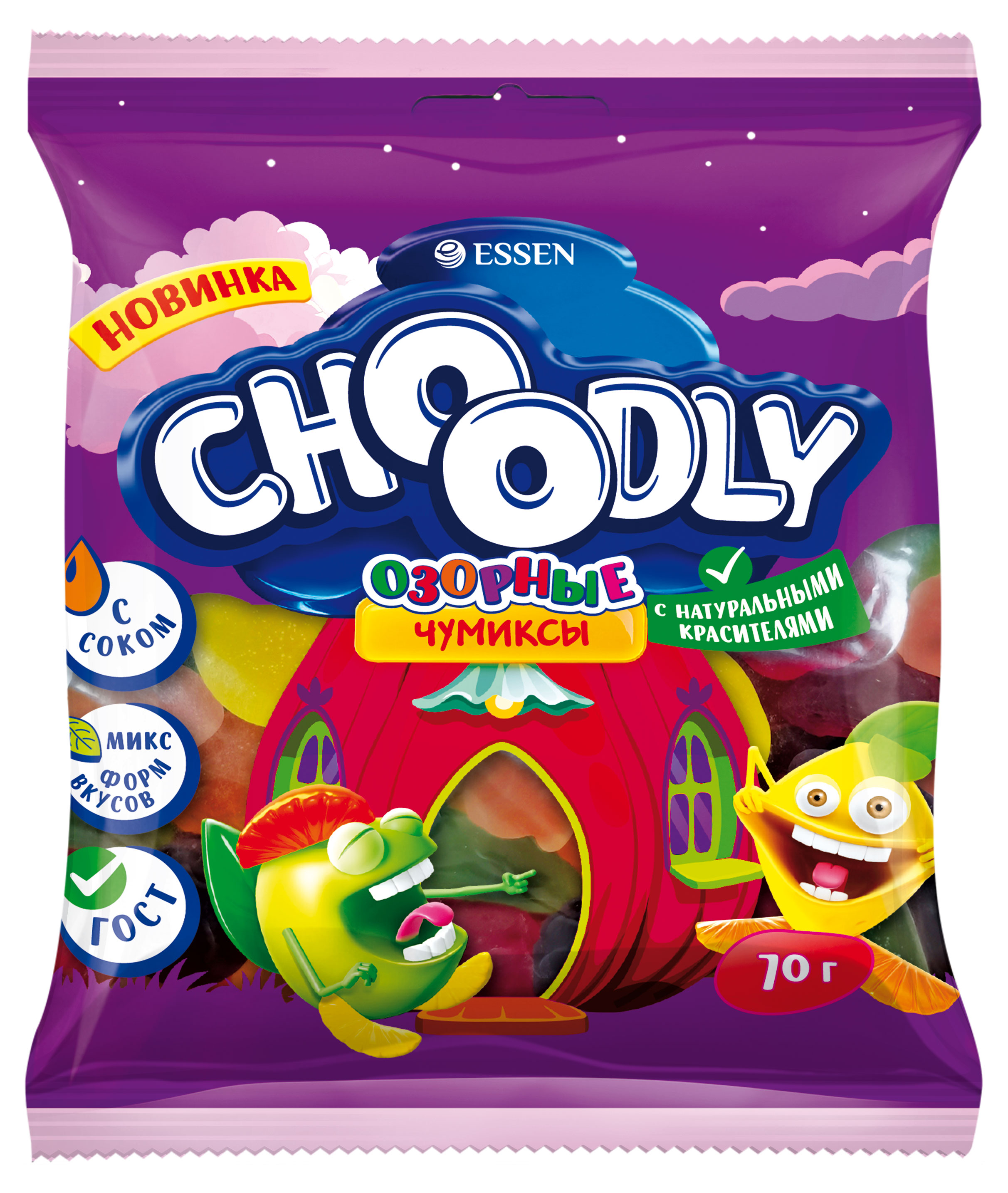 

Мармелад жевательный Choodly Озорные Чумиксы микс форм и вкусов, 70 г