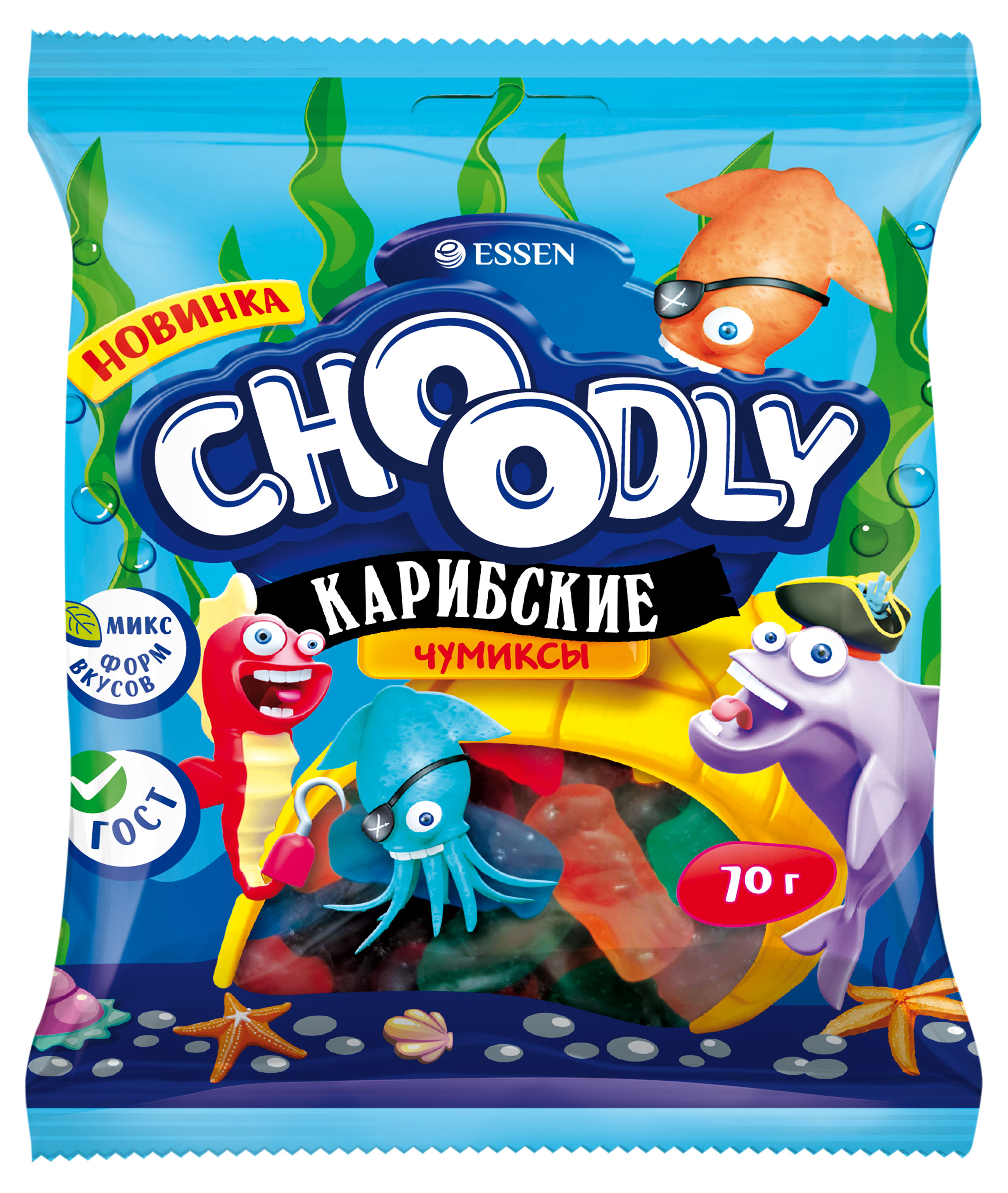 

Мармелад жевательный Choodly Карибские Чумиксы микс форм и вкусов, 70 г