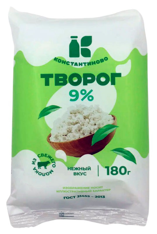 

Творог Константиново 9% БЗМЖ, 180 г