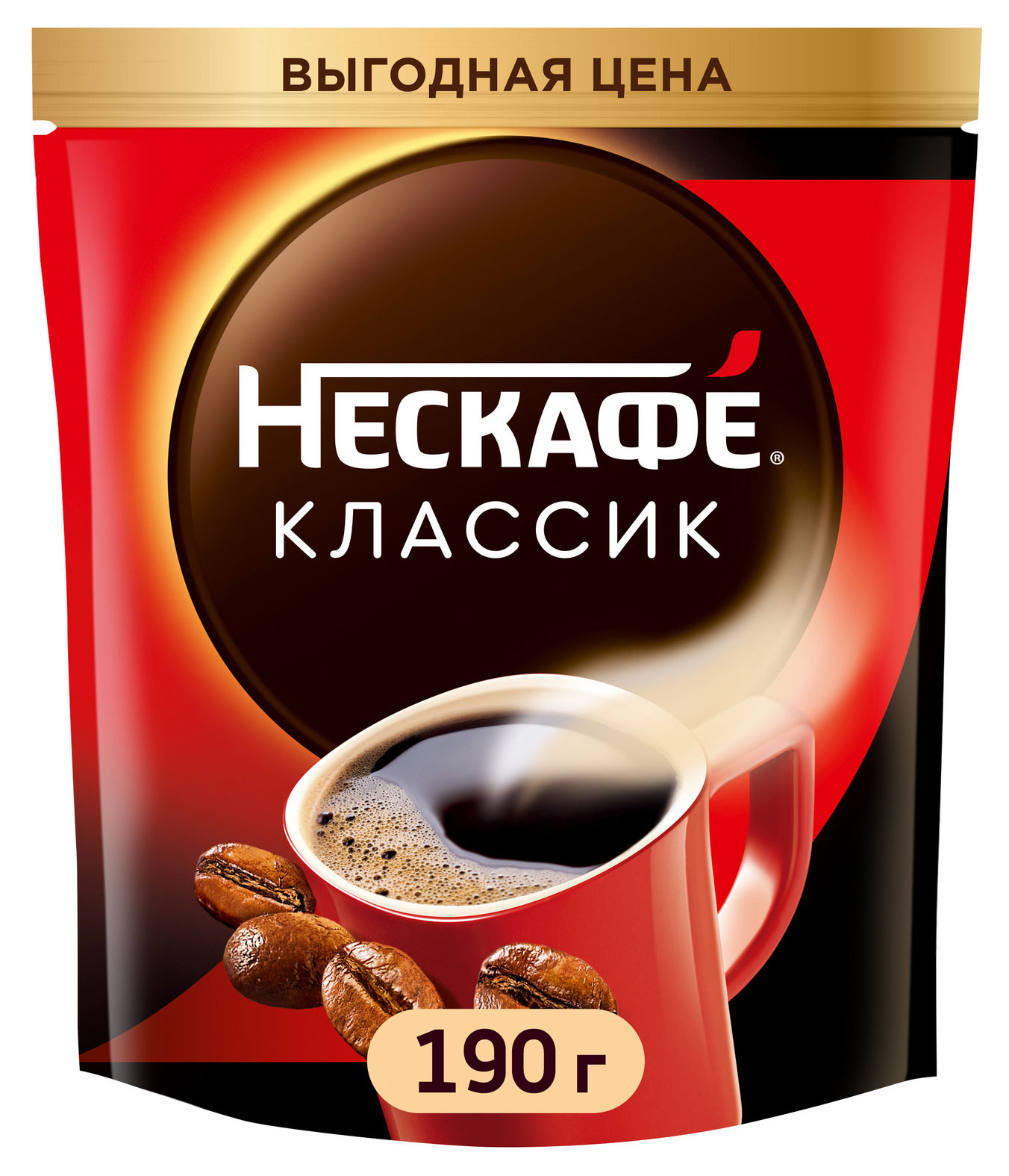 

Кофе растворимый Нескаф Классик порошкообразный с добавлением натурального жареного молотого кофе, 190 г