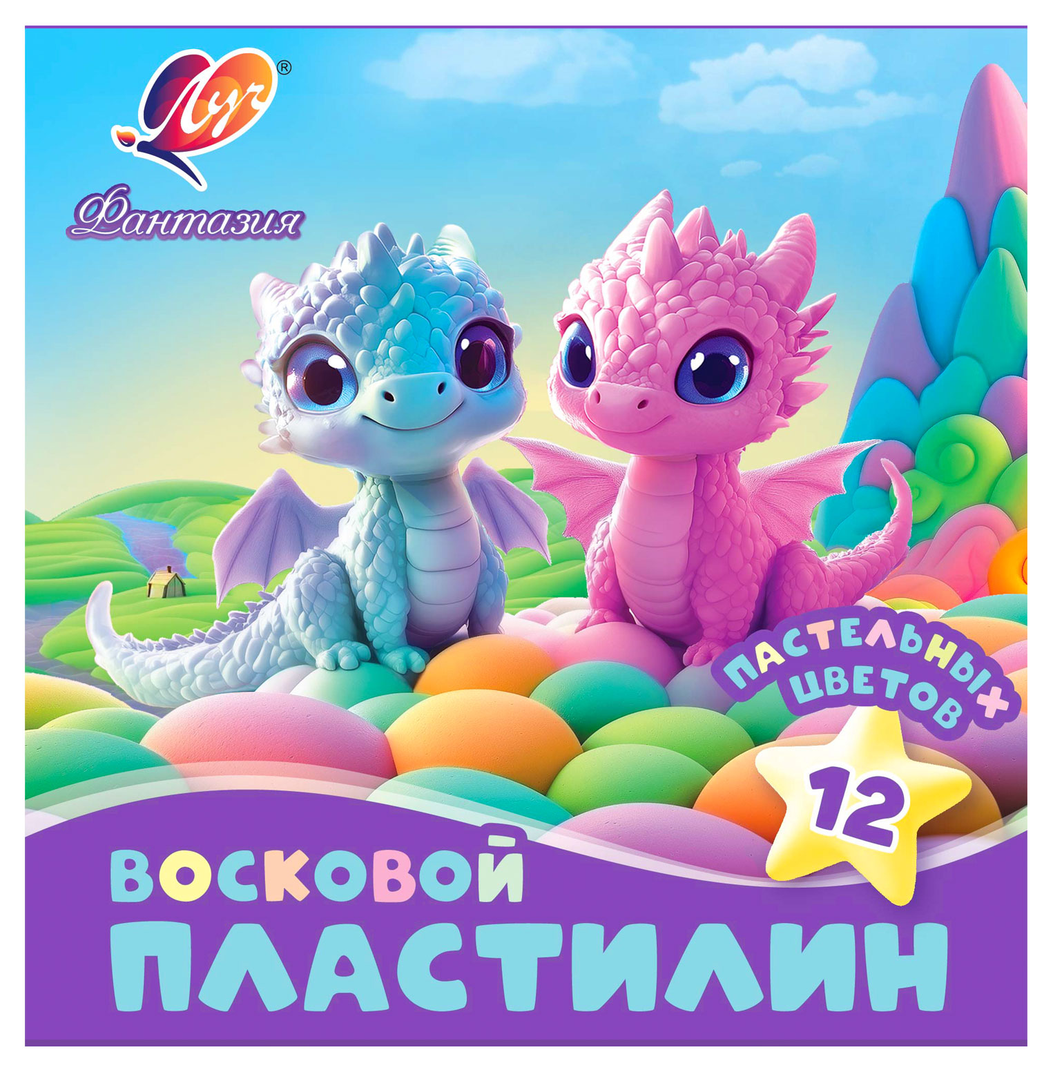 

Пластилин восковой Луч Школа творчества, 12 цветов