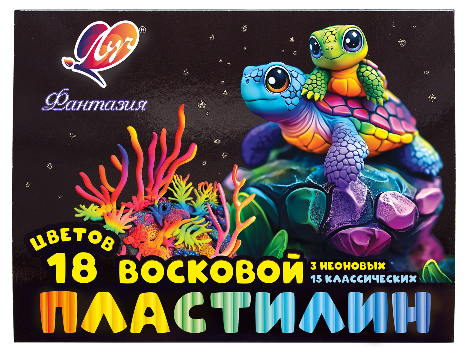 

Пластилин Луч Фантазия восковой, 18 цветов