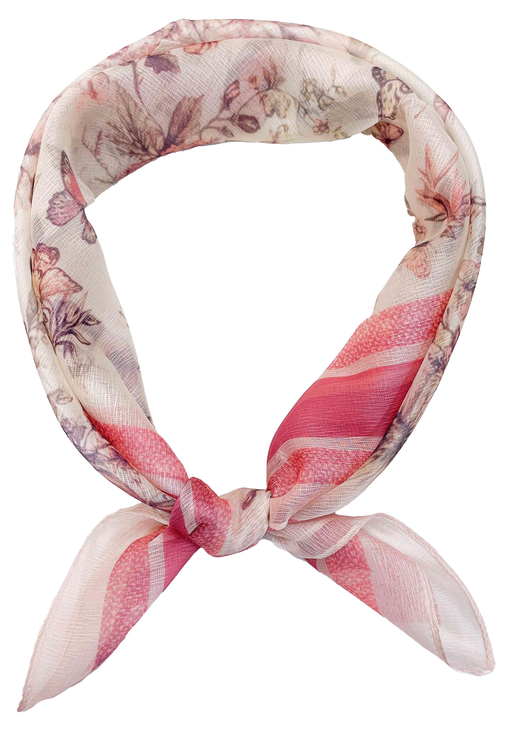 Изображение товара Платок женский InExtenso 69х69 см цветы розовый с белым