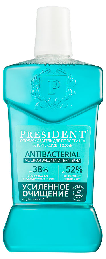 

Ополаскиватель для полости рта President Antibacterial Усиление очищение, 400 мл