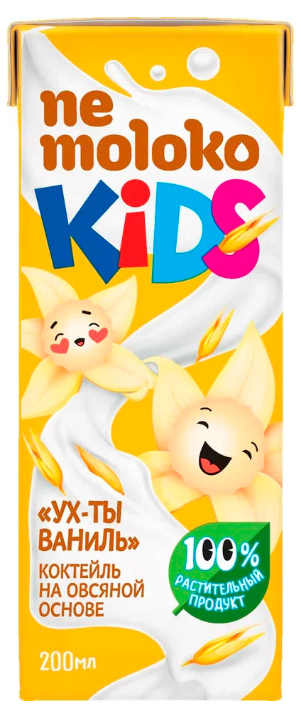 

Коктейль на овсяной основе Nemoloko Kids с ароматом ванили 3% БЗМЖ, 200 мл