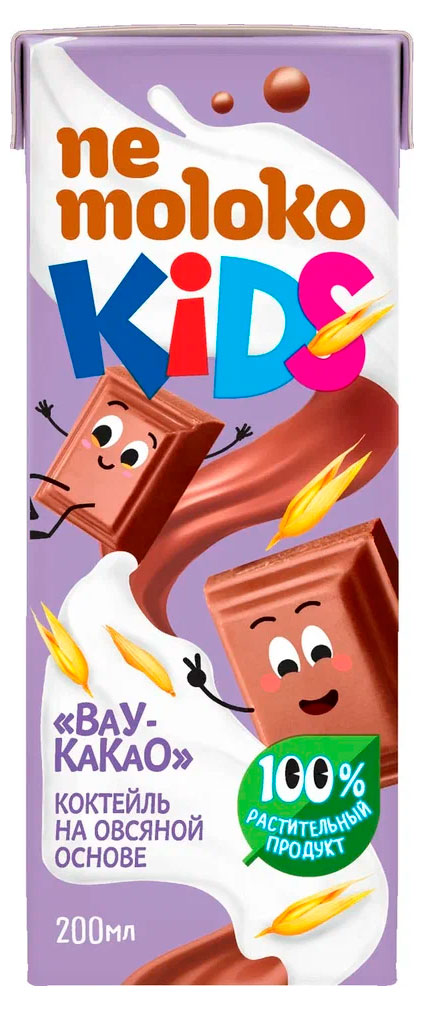 

Коктейль на овсяной основе Nemoloko Kids с добавлением какао 3,2% БЗМЖ, 200 мл