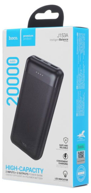 

Аккумулятор внешний Hoco J153A Stability 20000mAh черный