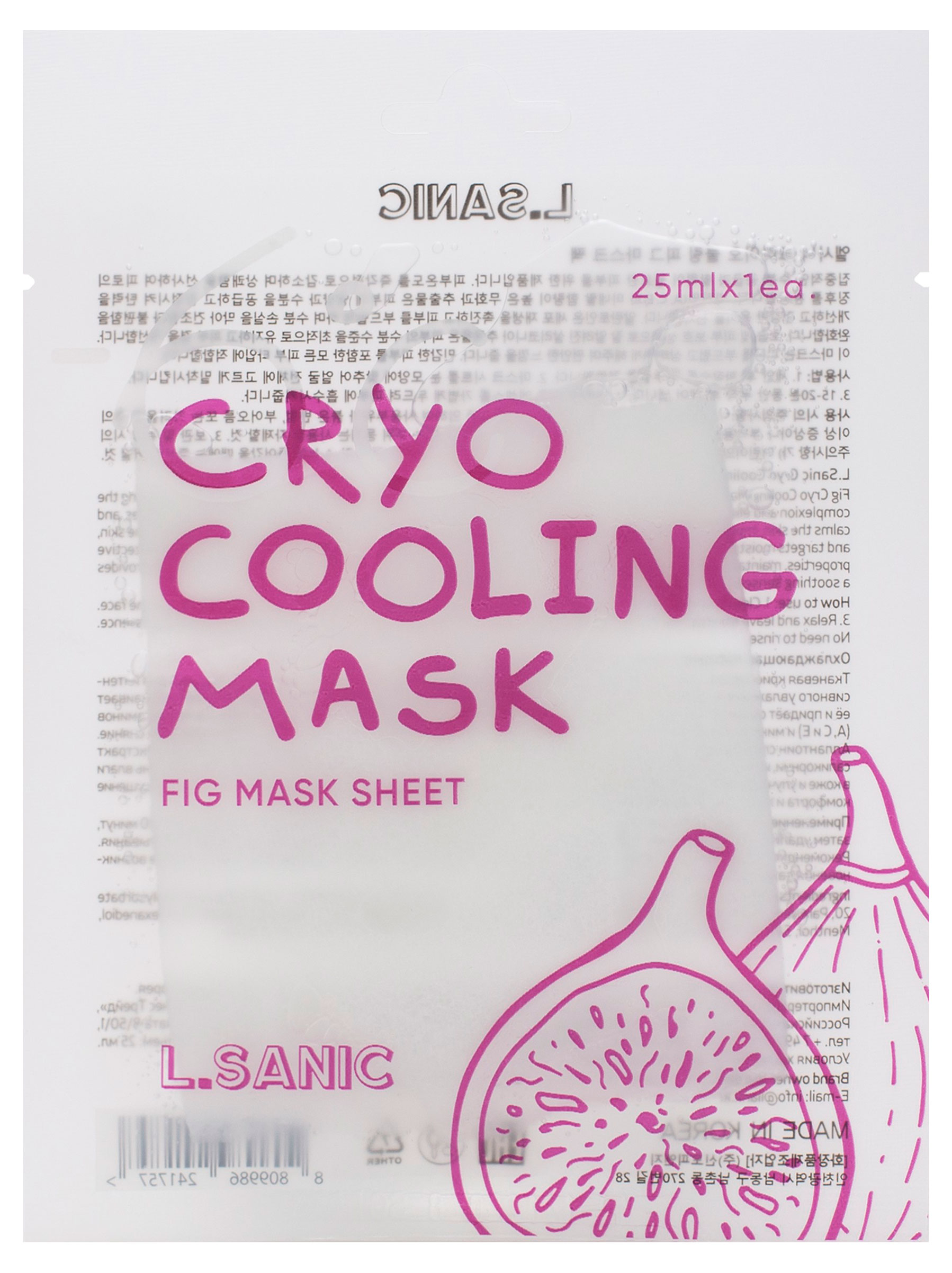 

Маска тканевая для лица L.Sanic Охлаждающая с экстрактом инжира Корея, 25 мл