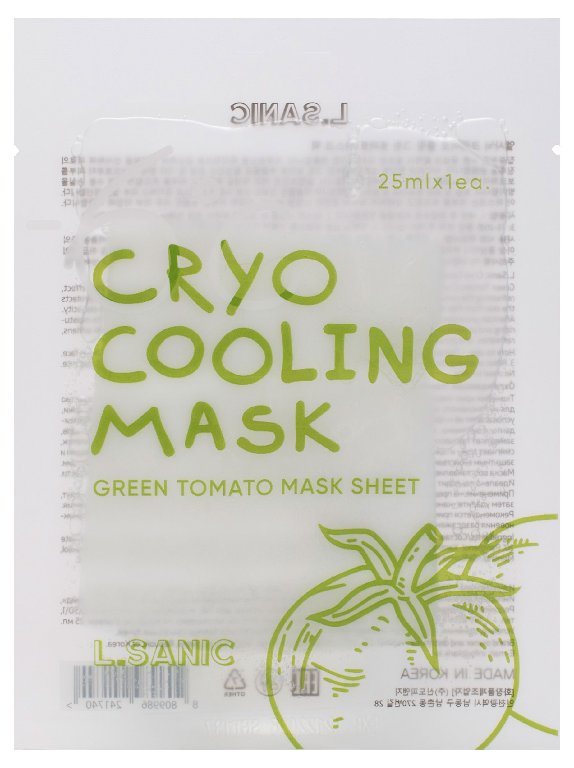 

Маска тканевая для лица L.Sanic Охлаждающая с экстрактом зеленого томата Корея, 25 мл