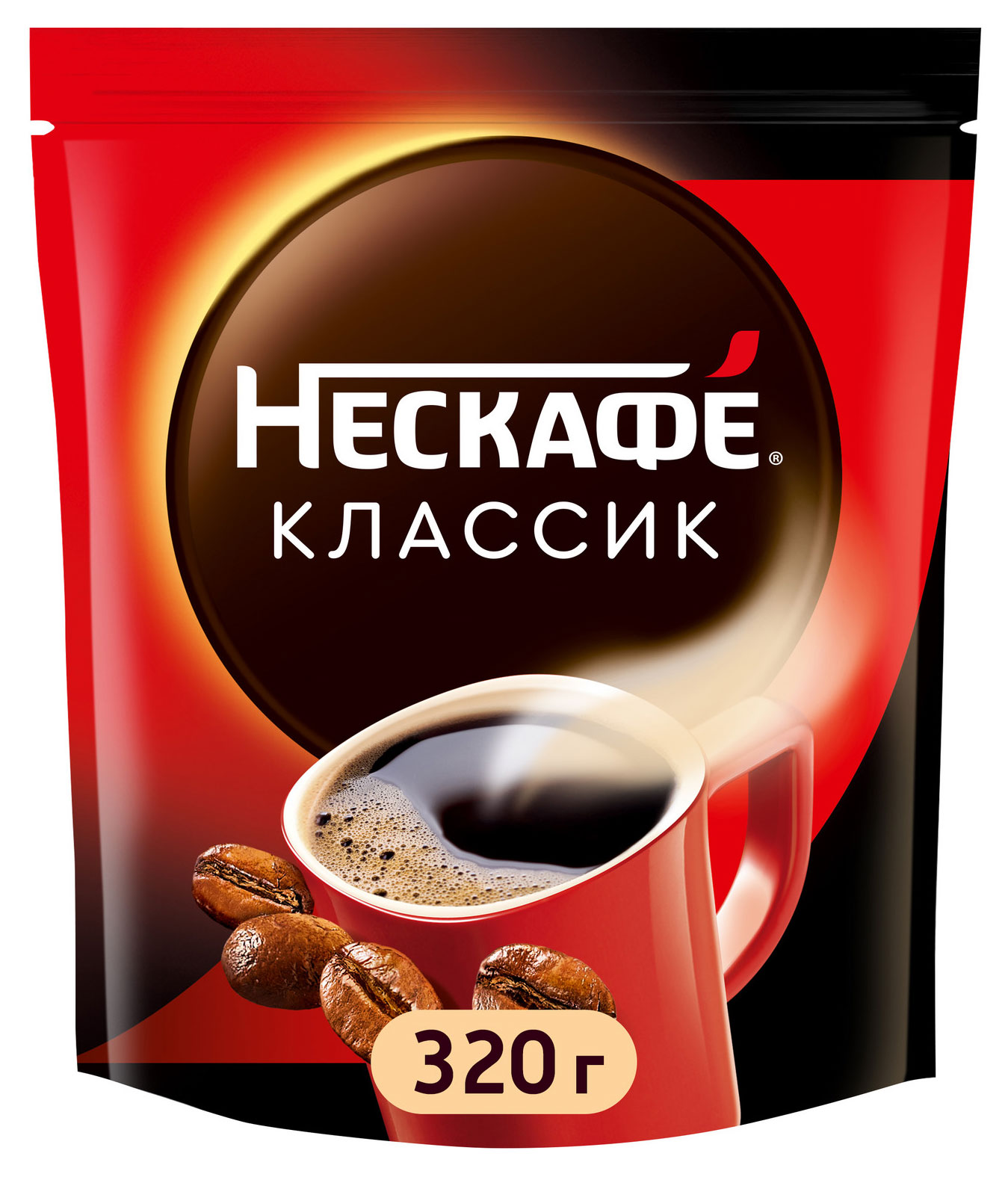 

Кофе растворимый Нескаф Классик порошкообразный с добавлением натурального жареного молотого кофе, 320 г