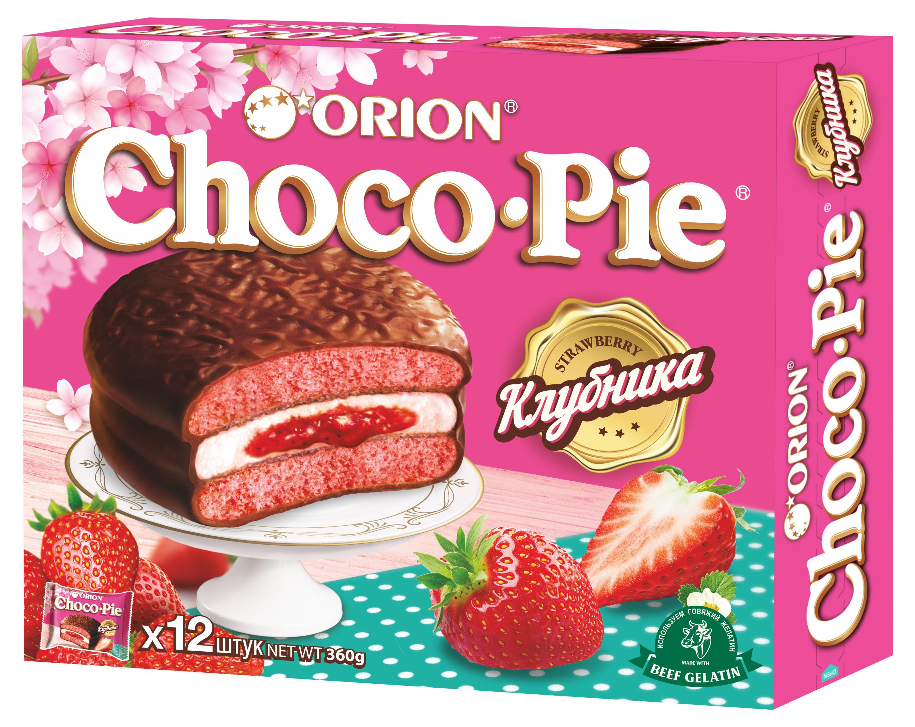 Изображение товара Бисквитное печенье Choco-Pie Strawberry с клубникой 360 г