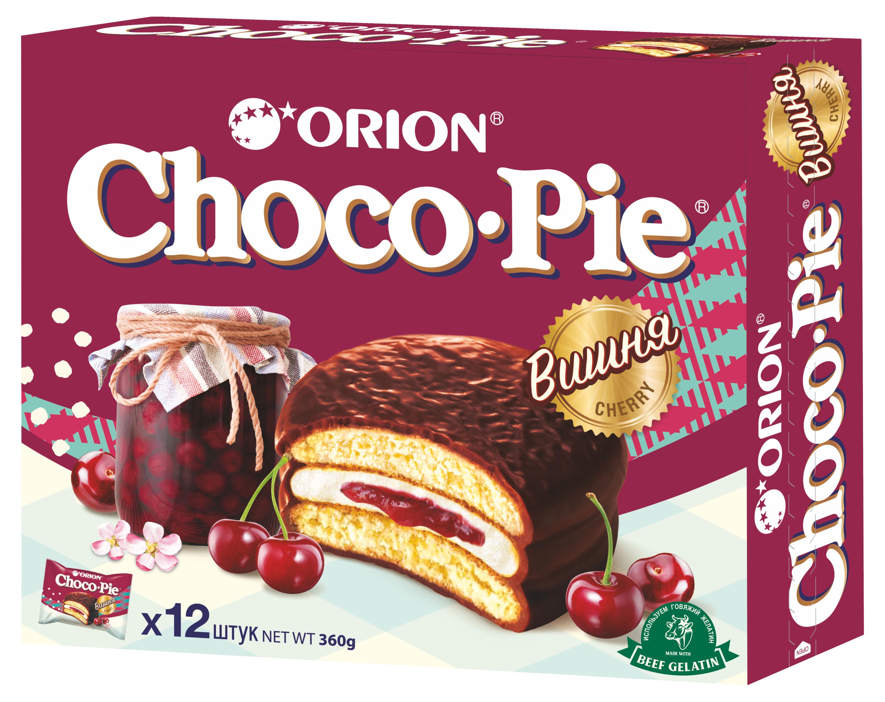 Изображение товара Пирожное Orion Choco Pie Вишня 360 г - вкусное бисквитное угощение