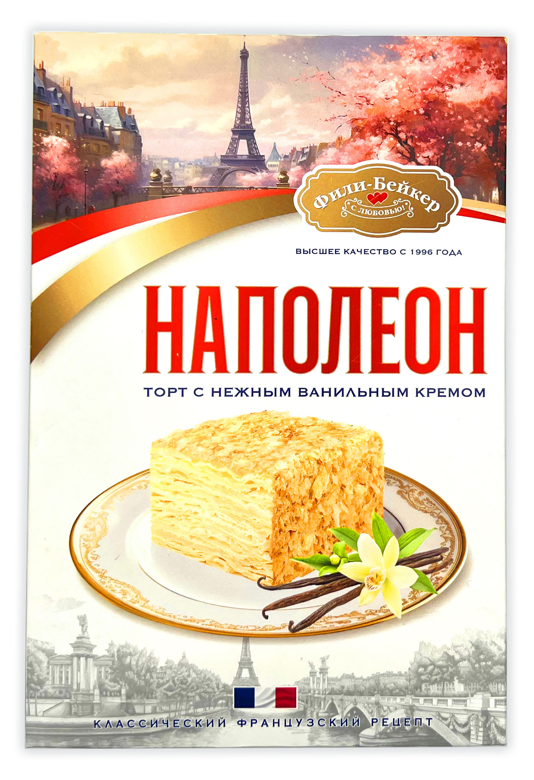 

Торт слоеный Фили-Бейкер Наполеон со сливочным кремом охлажденный, 300 г