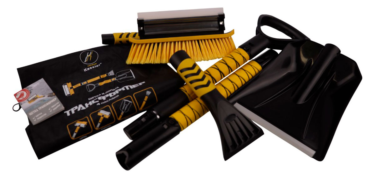 

Щетка-трансформер для автомобиля АШАН Красная птица с телескопической ручкой и 4 насадками, 13х27х150 см