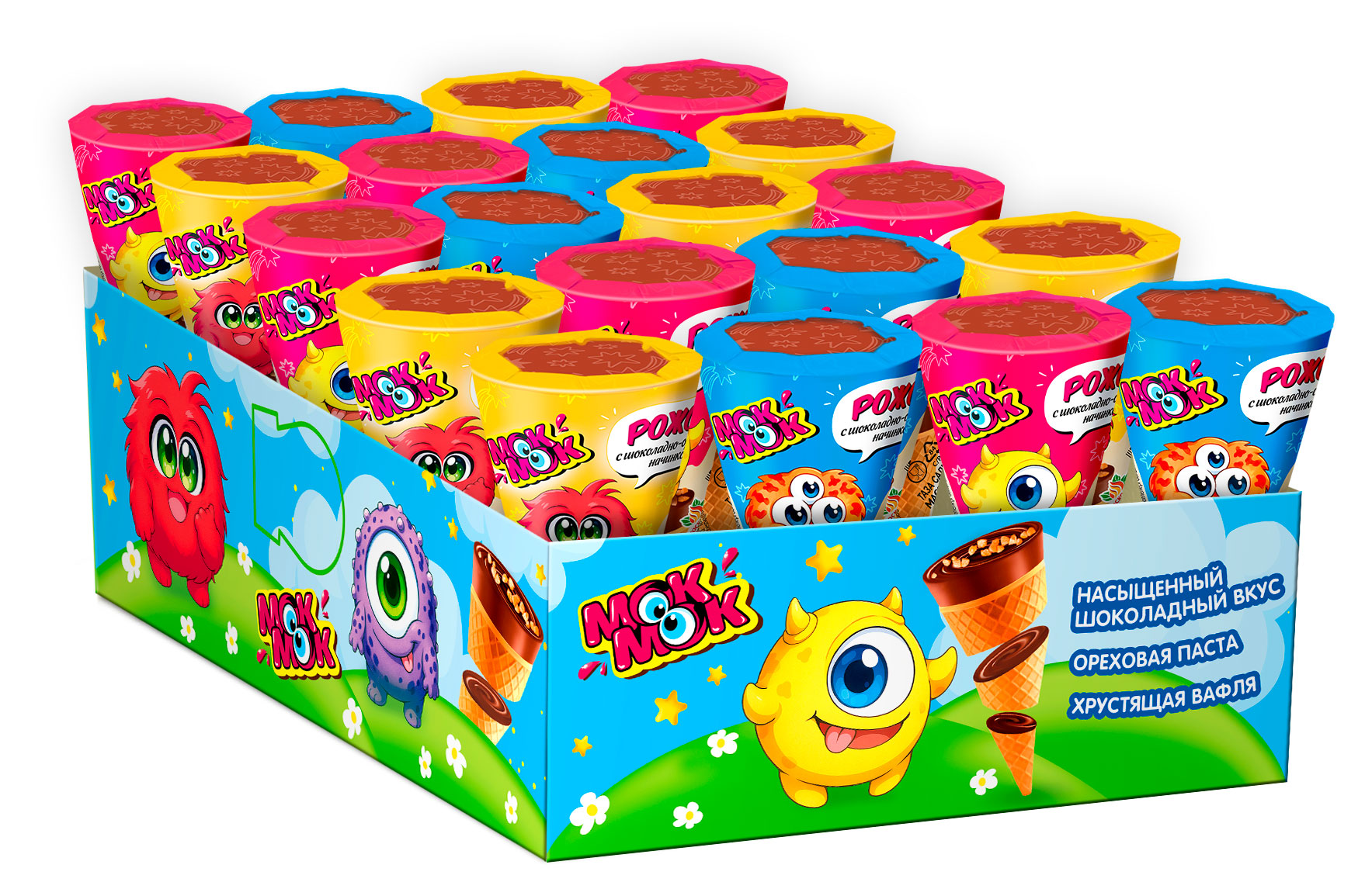 

Вафельный рожок МОК-МОК с шоколадно-ореховой начинкой, 25 г