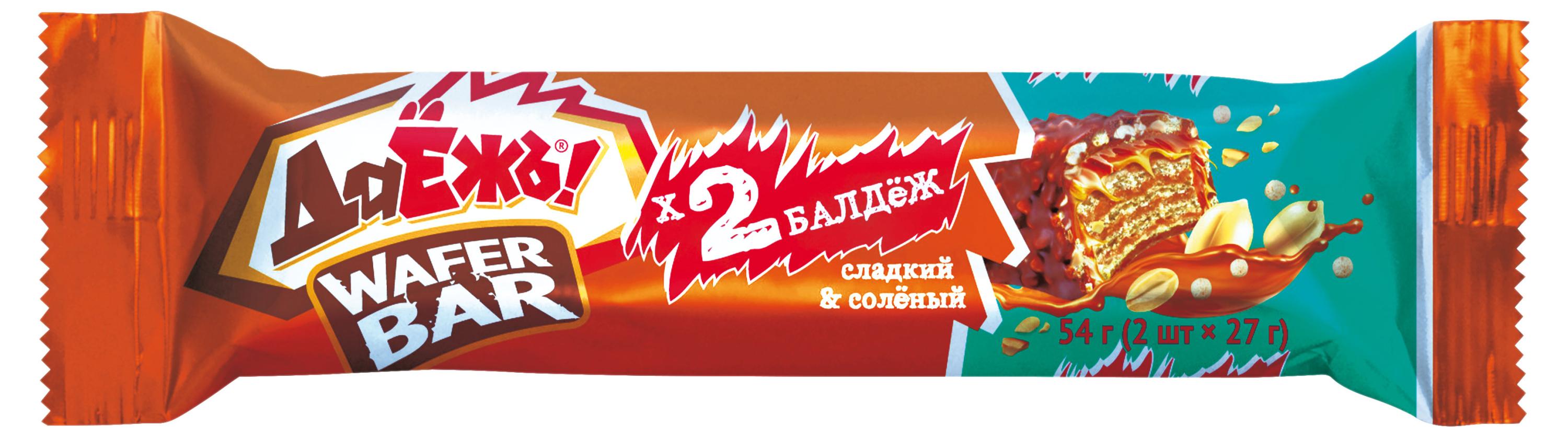 

Конфеты ДАЕЖЪ WAFER BAR с карамелью арахисом и солеными кранчами, 54 г