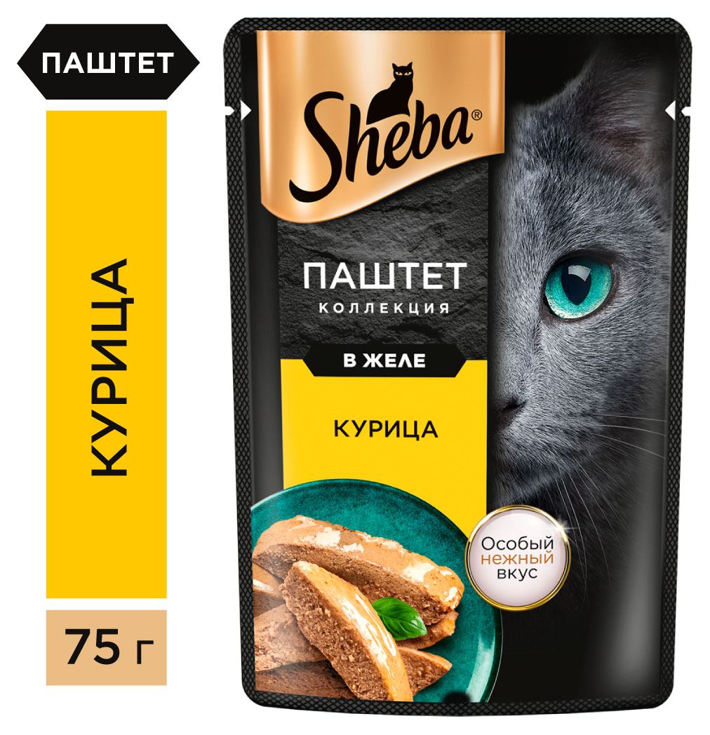 

Влажный корм для кошек Sheba Нежный паштет в желе с курицей, 75 г