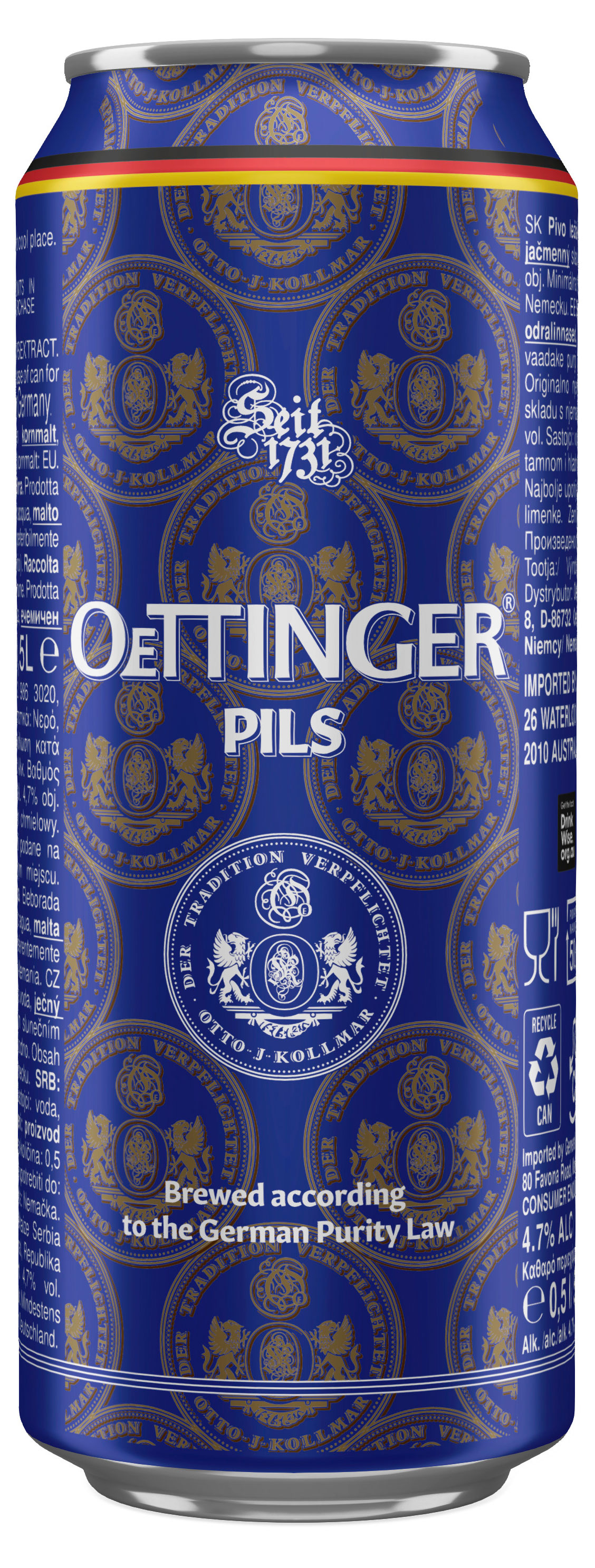Изображение товара Пиво светлое OeTtinger Pils 4,7% Германия, 0,5 л