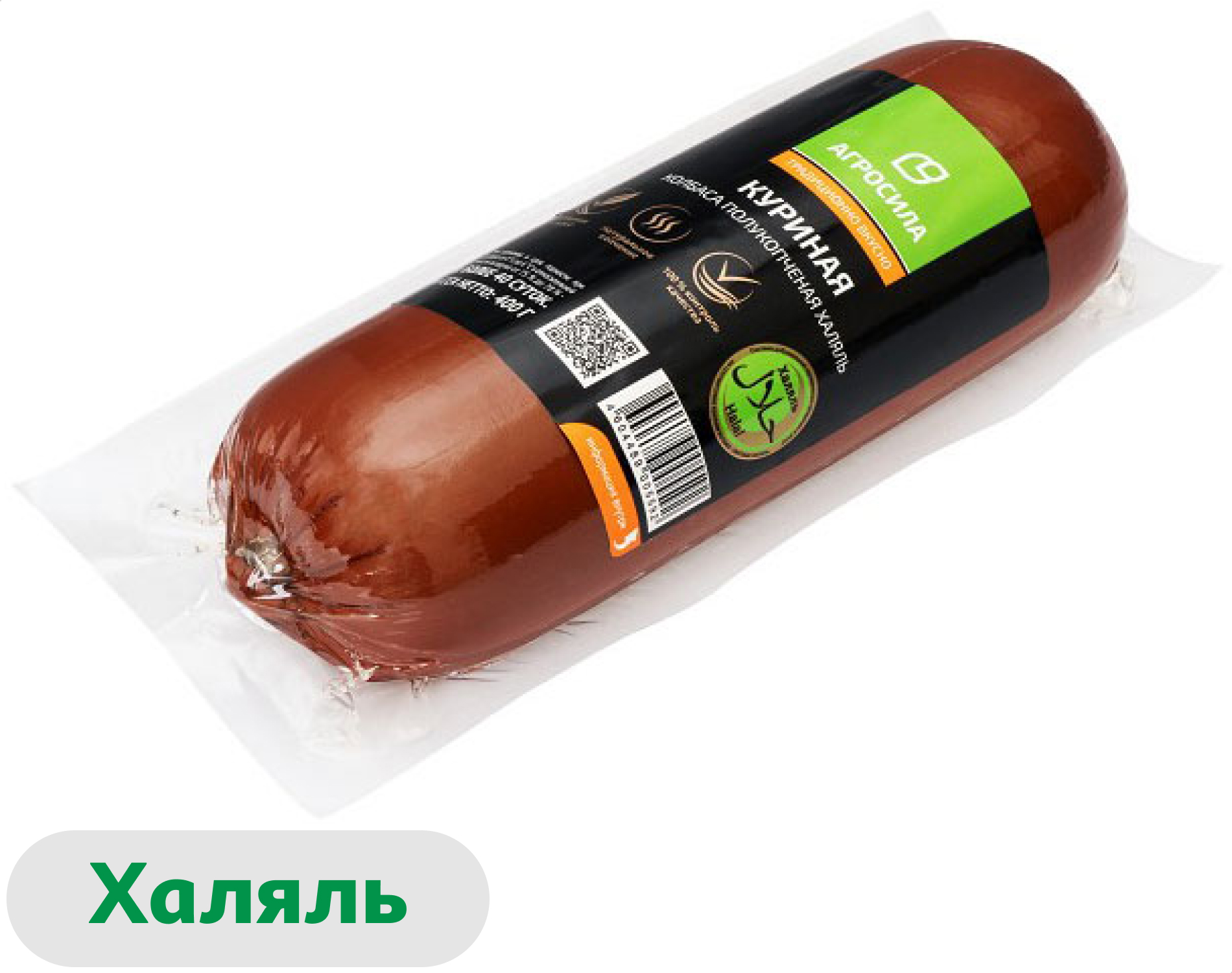 

Колбаса полукопченая Агросила Куриная халяль, 400 г