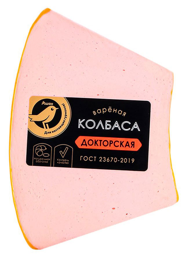 Изображение товара Колбаса вареная АШАН Золотая Птица Докторская ГОСТ 400 г