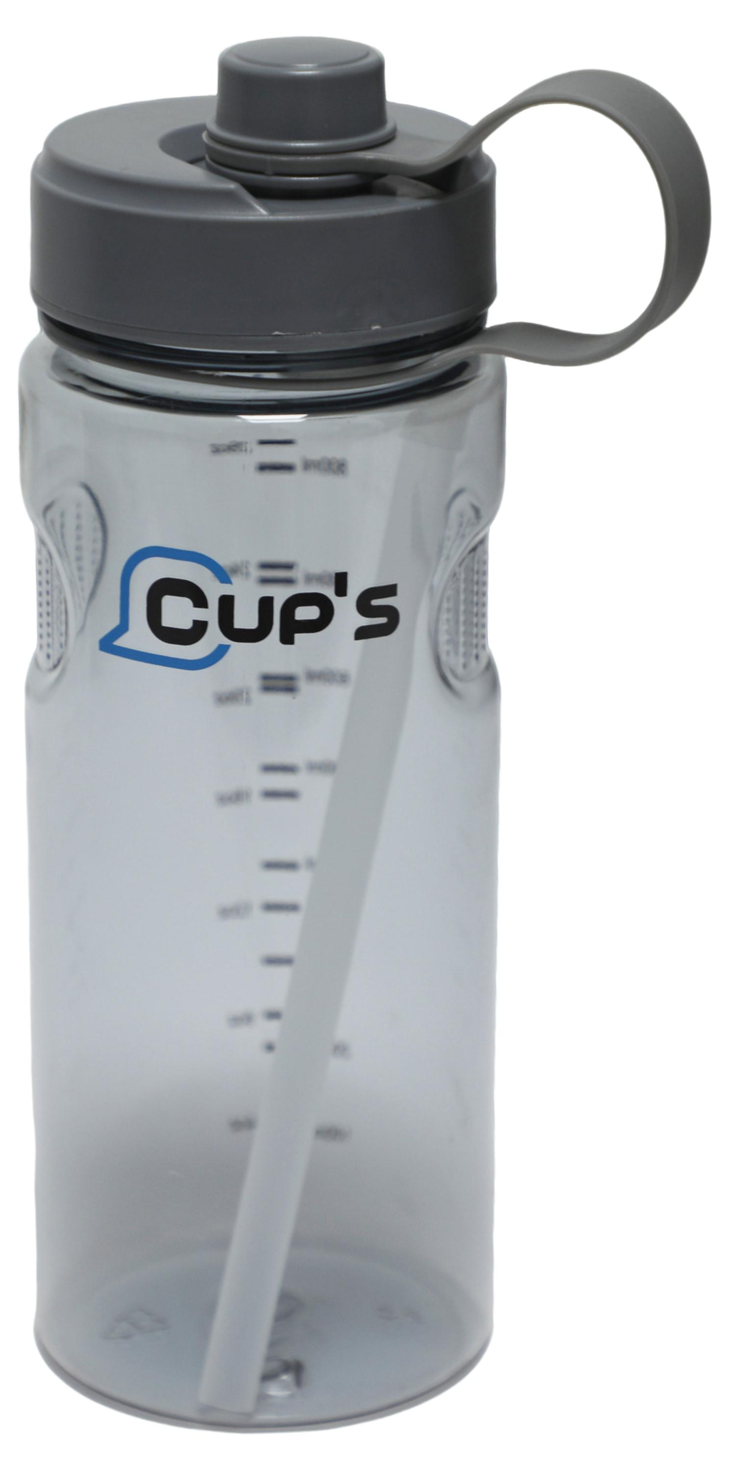 

Бутылка для фитнеса Cup's с трубочкой серая, 1 л