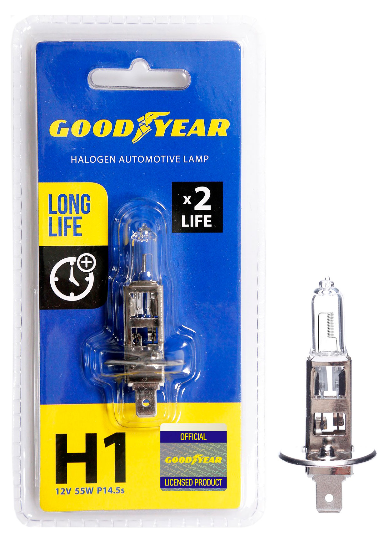 Изображение товара Лампа галогенная автомобильная Goodyear Н1 12V 55W P14,5s Long Life