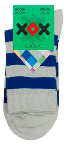 

Носки детские для мальчика ХОХ светло-серые в полоску, р. 22
