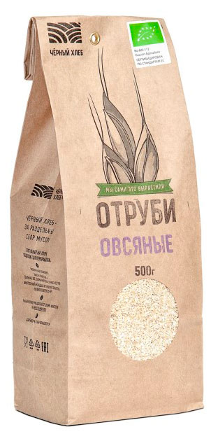 Изображение товара Отруби овсяные Чёрный хлеб 500 г для здорового питания и выпечки
