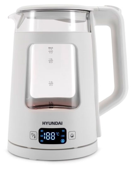 Изображение товара Чайник электрический HYUNDAI HYK-G9407 2200 Вт стеклянный с подсветкой, 1,7 л