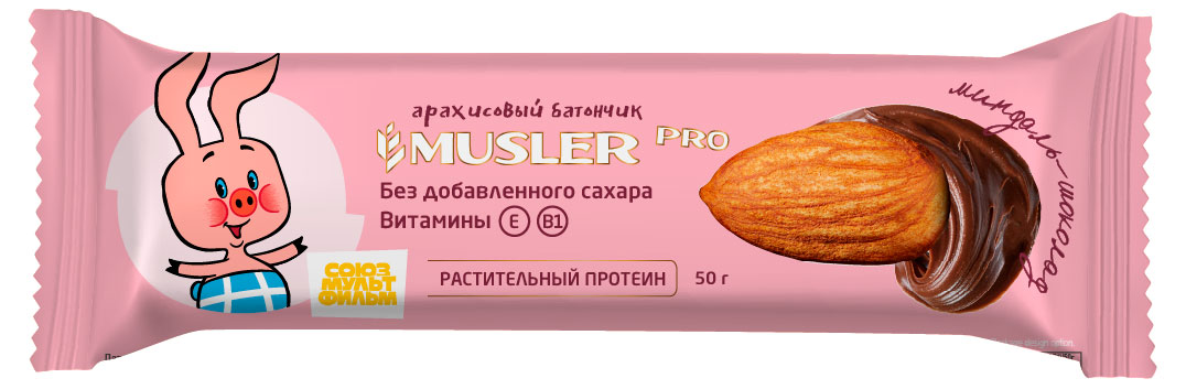 Изображение товара Протеиновый батончик Musler Миндаль-шоколад 50 г полезный перекус