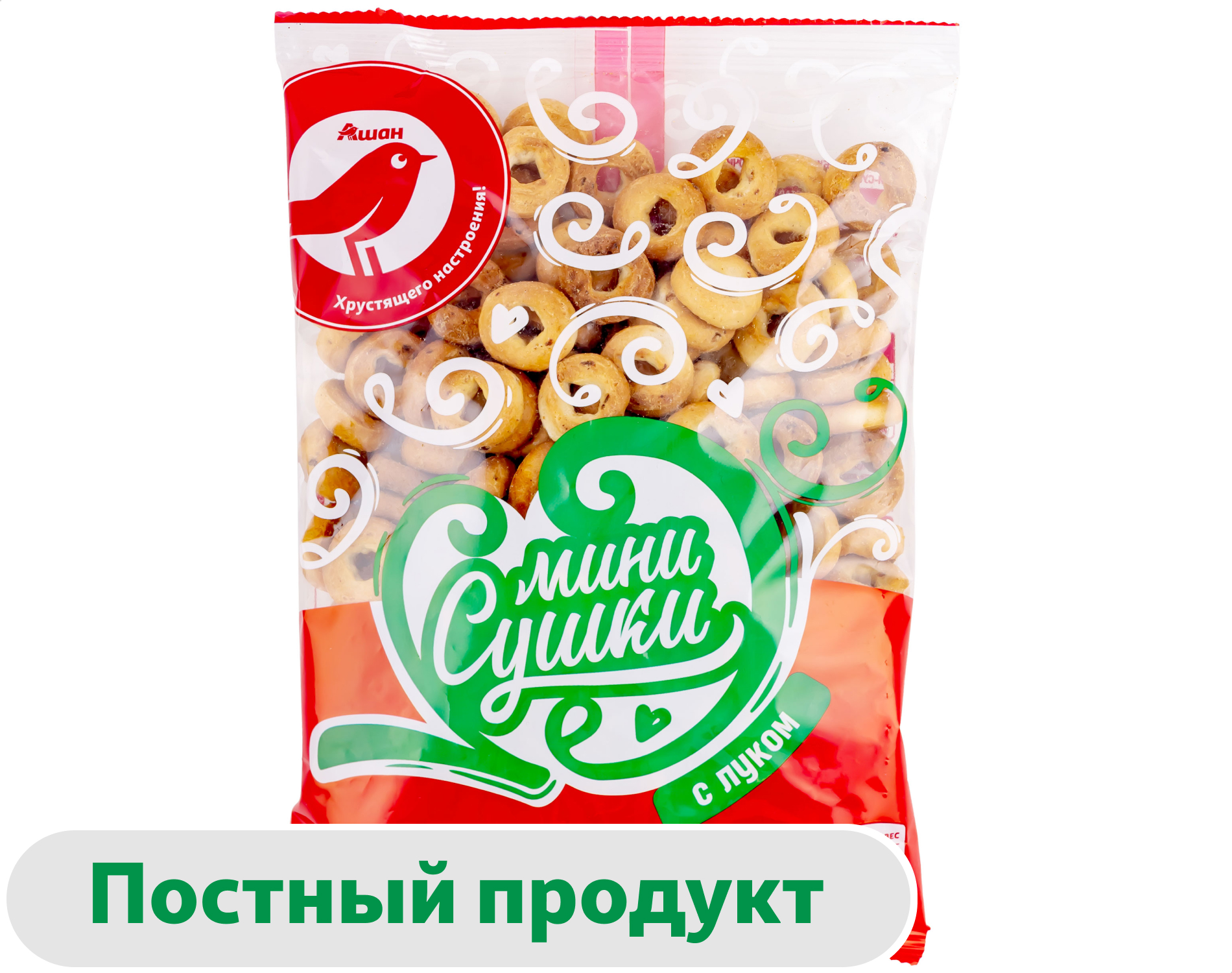 

Сушки мини АШАН Красная птица с луком, 300 г