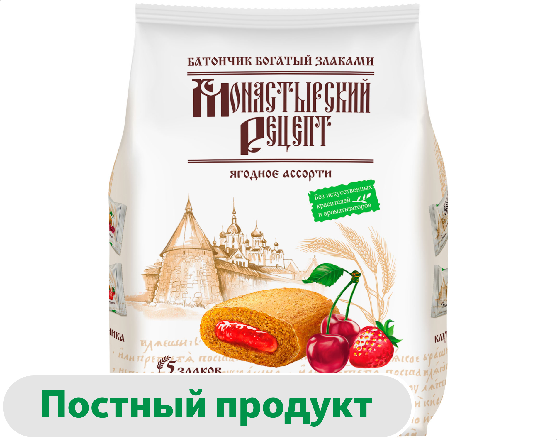 

Батончик Монастырский рецепт со злаками Ягодное ассорти, 300 г