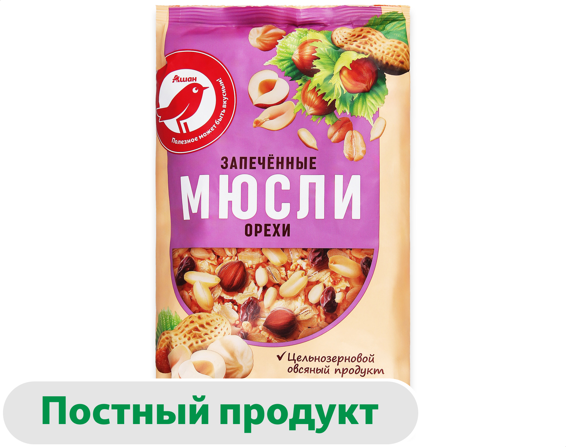 

Мюсли запеченные АШАН Красная птица орехи, 750 г